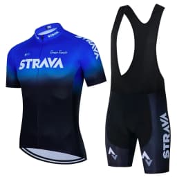 2024 Strava Cycling Jersey Set Summer Short Sleeve Breathable Men's MTB Bike Cycling Clothing Uniform Suit