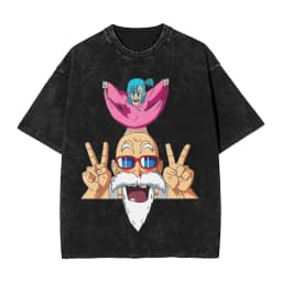 2026 Master Roshi Dragon Ball Printed T-shirt Men's and Women's Washed T-shirt High Quality Vintage Cotton T-shirt Harajuku Tops