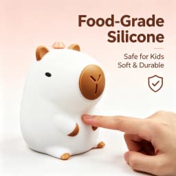 HPH Cute Capybara Night Light Novelty Dimmable Nursery Nightlight Rechargeable Touch Lamp Silicone Pat Lamp for Kids Room Decor