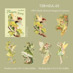 JIANWU Vintage Flower Elf Character Landscape Material Collage Scrapbooking PET Sticker Creative DIY Journal Stationery
