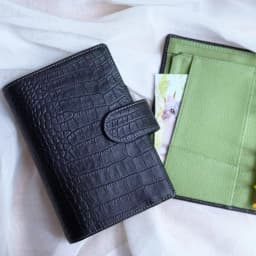 Genuine Leather A6 Personal Notebook Diary Planner Croc Grain 26mm Rings Journal Stationery Notepad Agenda Organizer Big Pocket