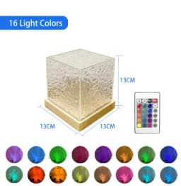 Dynamic Rotating Water Ripple Projector Night Light 3/16 Colors Flame Crystal Lamp for Living Room Study Bedroom Rotating Light