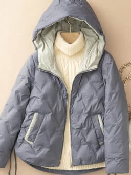 Schinteon Women 90% White Duck Down Jacket Loose Casual Autumn Winter Outwear Patchwork Coat with Hood 2026 New Arrival