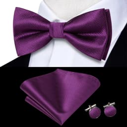 Purple Lilac Lavender Pansy Violet Silk Mens Bow Tie Hanky Cuffs Set Pre-tied Butterfly Knot Bowtie for Male Wedding Business