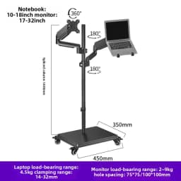 Adjustable Mobile Standing Desk Riser with Ergonomic Monitor Arm and Keyboard Tray