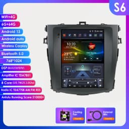 9.7"7862 Android 13 Car radio for Toyota Corolla E140 E150 2006-2013 Multimedia player 4G Autoradio DSP Carplay GPS navi Stereo