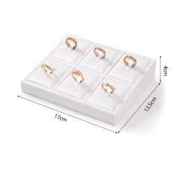 Window Jewelry Ring Holder Stand Show Counter Cabinet Display Tray Insert Jewellery Ring Storage White Leather Presentation Rack
