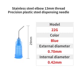 20pcs 13mm Elbow Dispensing Machine Injection Needle 14G-27G Stainless Steel Dispensing Needle Spiral Mouth Nozzle Glue Needle