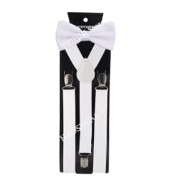 Suspenders Man Bowtie Solid Color Elastic PU Leather Suspenders For Man Belt Adjustable Straps For Wedding Bow Tie Accessories