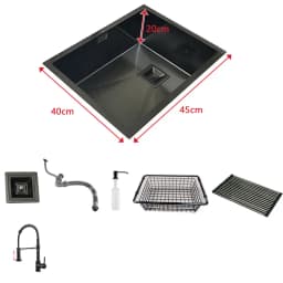 Nano Matte Black Kitchen Sink Above Counter or Undermount Sinks Vegetable Washing Basin Stainless Steel Single Bowl Sink Kitchen