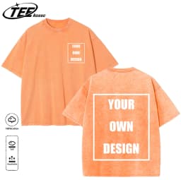 Custom Your Logo Print Summer Cool Snow Wash T-Shirt Cotton Casual Loose Short Sleeve Fashion Retro Tee Soft Couple Streetwear