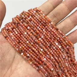 Natural Rose Pink Red Quartz Crystal Stone Beads 2 3 4mm Agates Chalcedony Morganite Rhodochrosite Gem Bead For Making Jewelry