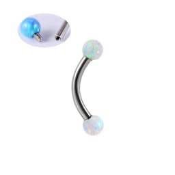 2X 16g 1.2mm Opal Eyebrow Ring Steel 6mm - 14mm Bar Curved Barbell Monroe Lip Stud Internally Threaded Body Piercing