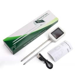 Yieryi Rechargeable 6-in-1 Soil PH Tester Moisture/Fertility/Sunlight/Temp/pH Meter Earth Nutrient Analyzer for Gardening Farm