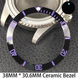 Sloping 38mm * 30.6mm Ceramic/Aluminum Bezel GMT and Diving Watch Insert Fits for 40mm Men's Watch Case Bezel Replacement Insert