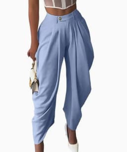 New Women's Pants High Waist Loose Drape Irregular Small Feet Casual Pants Trousers Solid Color