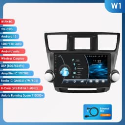 Hizpo Android 14 For Toyota Highlander 2 XU40 2007-2013 Car Radio Multimedia Video Player Navigation Stereo GPS No 2din DVD 6115
