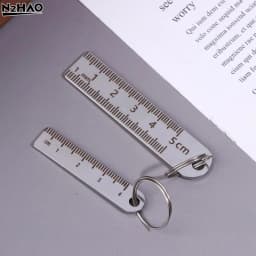 2PCS New Stainless Steel Mini Ruler With Keychain - Measuring Tool For Office And School Supplies (Anti-loss Measuring Ruler)