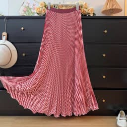 Sweet & Vintage A-Line Pleated Skirts for Tall Women - 2026 Spring Summer High Waist Flowy Skirt