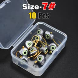 Topranc 10Pcs/Box Night Fish-Attracting 3D Fish Eye Jig Heads, Weighted Hooks, Lure Bionic Micro Baits Hooks