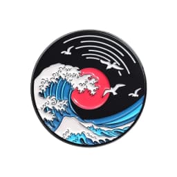 Aesthetic Art The Great Wave Enamel Pins Sunset Moon Cat Comic Scenery Brooch Decorative Backpack Lapel Badge Funny Jewelry Gift