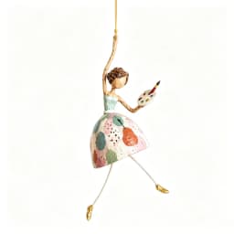 Hand Painted Ballerina Lady Figurine with Dangling Legs Whimsical Dancing Lady Hanging Ornament Vintage Women's Shaped Decor