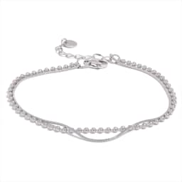 Yhpup Stainless Steel Flat & Bead Chains Double Layer Fashion Bracelet Bangle Men Women Charm Summer Beach Trendy Chic Jewelry