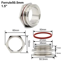 Weldless Bulkhead Tri Clamp 1.5" 2" Sanitary Stainless Steel SS304 Water Tank Beer Can Kettle Connector Pipe Fittings Homebrew