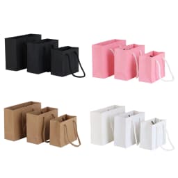 5pcs Small Paper Bags with Handle Black White Pink Khaki Bags Wedding Birthday Party Candy Gift Packaging Bags Shopping Bags
