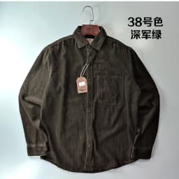 Autumn Winter New American Retro Long-Sleeve Lapel Corduroy Shirt Men's Fashion 100% Cotton Washed Single Pocket Casual Blouses