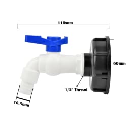 S60 Coarse Thread IBC Tank Tap Elbow PE Pipe Connector X 16mm 1/2'' 3/4'' Water Coupling Garden Hose Faucet Connector