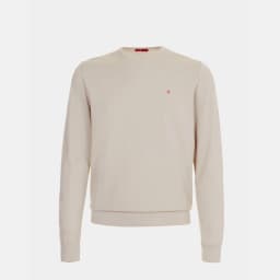 CH Men's Crew Neck Sweater Slim Fit Long Sleeve Knit Pullover with Red Embroidery Business Casual Top