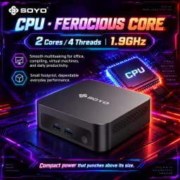 Soyo Mini Pc Y5 Intel Core I3 4Th Gen Processor 8Gb Ram 128Gb Ssd Windows 10 Mini Desktop Computer Multi-Screen 4K Output Wifi & Bluetooth 4.2 Usb-C Rj45 Ethernet Compact Small Pc for Home Office Business Daily Use