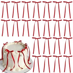 10/20Pcs Pink Red Bow Cake Decorations Ribbons Cake Topper Kids Girls Birthday Party Supplies Christmas Wedding Cake DIY Decor