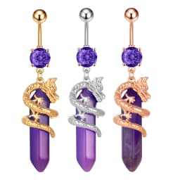 Butterfly-bow Dangled Navel Ring Piercing 14G Flower Heart Crystal CZs Belly Button Ring for Women Stainless Steel Belly Jewelry