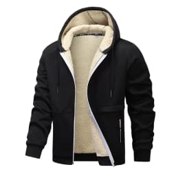 Blue Fleece-Lined Hoodie Jacket for Men - Warm, Comfortable, Casual Style Male Coat. Size M-5XL 6XL