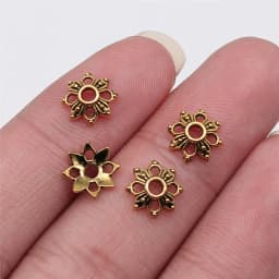 50pcs Tibetan Antique Silver Color Flower Bead End Caps For Jewelry Making Findings Needlework DIY Accessories Wholesale