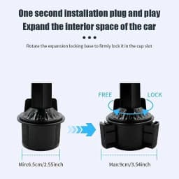 3-in-1 Detachable Car Cup Holder Tray-Expandable Food Table with 360° Rotating Design,Sturdy Base for Long Road Trips Table Tray