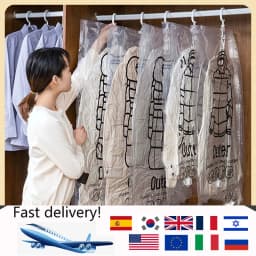 Vacuum Hanging Storage Bags Space Saving Clothes Compression Covers Reusable Closet Bag For Down