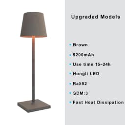 Rechargeable 3 Color Stepless Dimming Desk Lamp 5000mAh Portable LED Desk Lamp for Restaurant Bedroom Bars Home Patio Outdoor