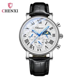 CHENXI 973 Man Quartz Wristwatch Waterproof Luminous Chronograph Multi-function Moon Phase Men's Watches часы мужские