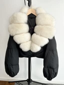 2025 New Winter Real Fox Fur Short Puffer Jackets Women Natural Thick Warm 90% White Duck Down Cropped Loose Waterproof Coat