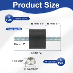 4/8Pcs M3 M4 M5 M6 Rubber Isolator Mounts Rubber Studs Shock Absorber Anti-Vibration Isolation Damping Mounts with Lock Nuts