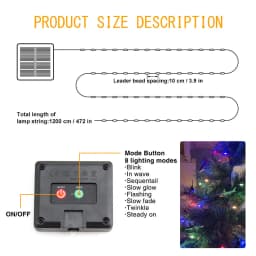 Solar Silver Wire Light String Halloween Christmas Weddings Parties Outdoor Waterproof Eaves Decorations Fairy String Lights