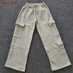 No logo Men's Casual Pants Multiple Pockets American Style Work Pants Women Low Waist Belted Straight Leg Wide Leg Pants