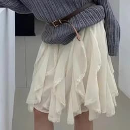 Spring Summer Autumn Elastic High Waist Cake Skirts Irregular Lace Patchwork Skirt for Women Tulle Skirt Chiffon Layered Skirts