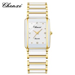 CHENXI 104A Couple's Quartz Watch Gold Black and White Ceramic Luxury Watch Men's and Women's Valentine's Day Gift Watch Reloj