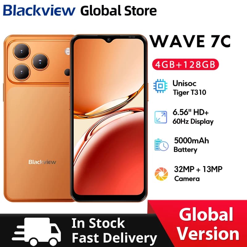 Blackview Wave 7C Smartphone 6.56 inch HD+ IPS Eye-Comfort Screen Display 5000mAh 64GB 128GB 32MP Camera AI CellPhone