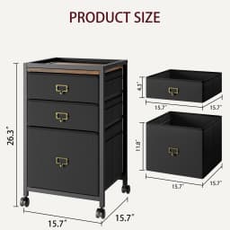 File Cabinet with Drawers, Mobile Filing Cabinet Fits Letter Size or A4, Fabric Vertical File on Wheels, Home Office