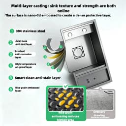 Cup Washer Hidden Bar Sinks With Lid MultifunctionalStainless Steel Kitchen Sink Single Slot Undermount Bowl